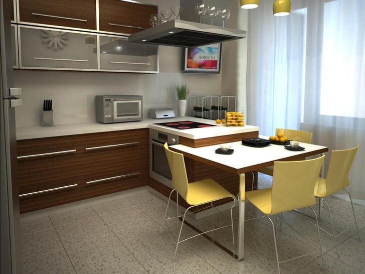 Дизайнерский Проект Для Кухни Площадью 12 Квадратных Метров. Правильно Подобранный Вариант Мебели Позволяет Экономить Полезное Пространство.